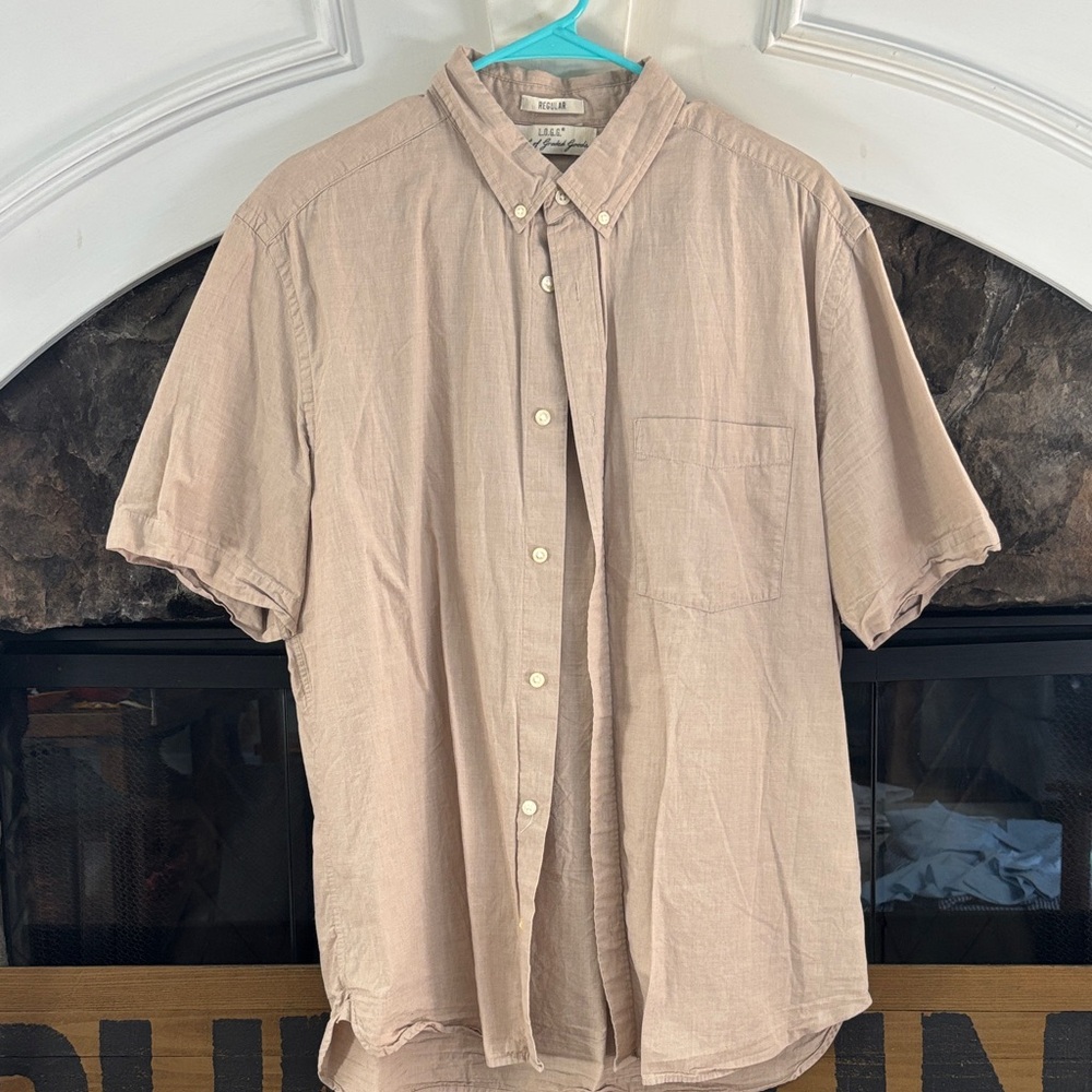 H&M Men's Light Tan Casual Button-Down Shirt size XL